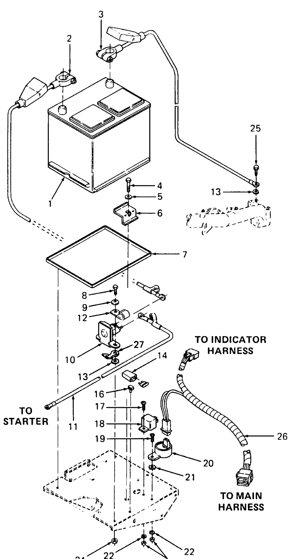 Battery And Electrical Components Diagram and Parts List for 1860 800000-821059-140661100-141661100 Cub Cadet Lawn Tractor